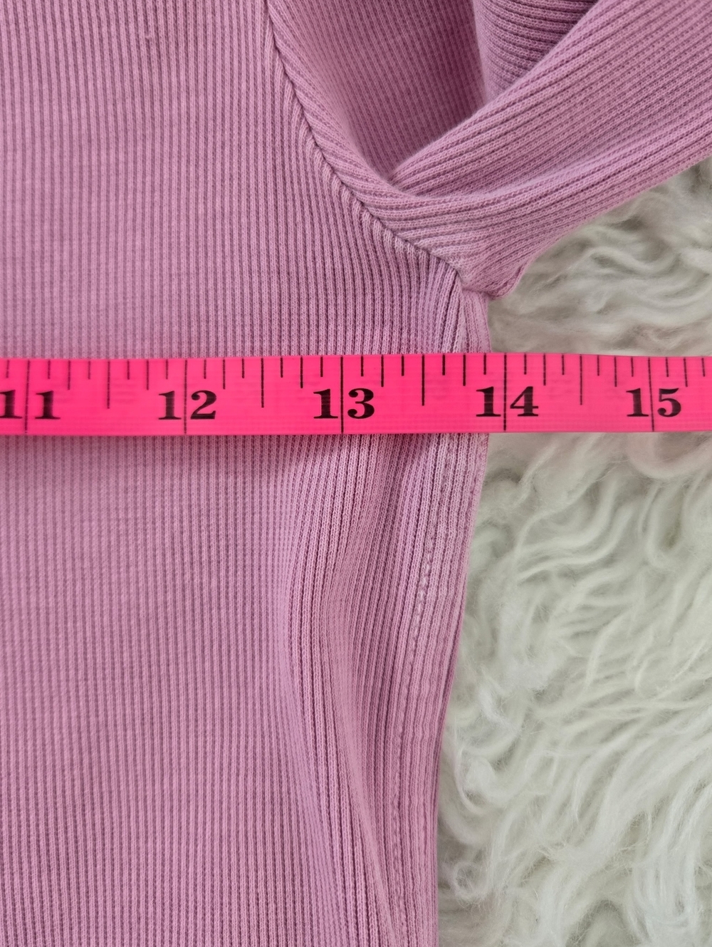 AMO Blake Cotton Long Sleeve Rib Top. Color Rose. Size xsmall. - Picture 4 of 7
